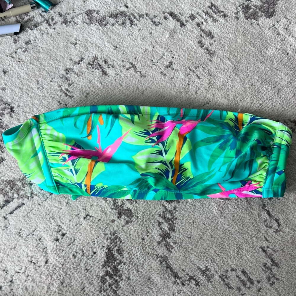 TROPICAL STRAPLESS BIKINI TOP - Picture 1 of 3